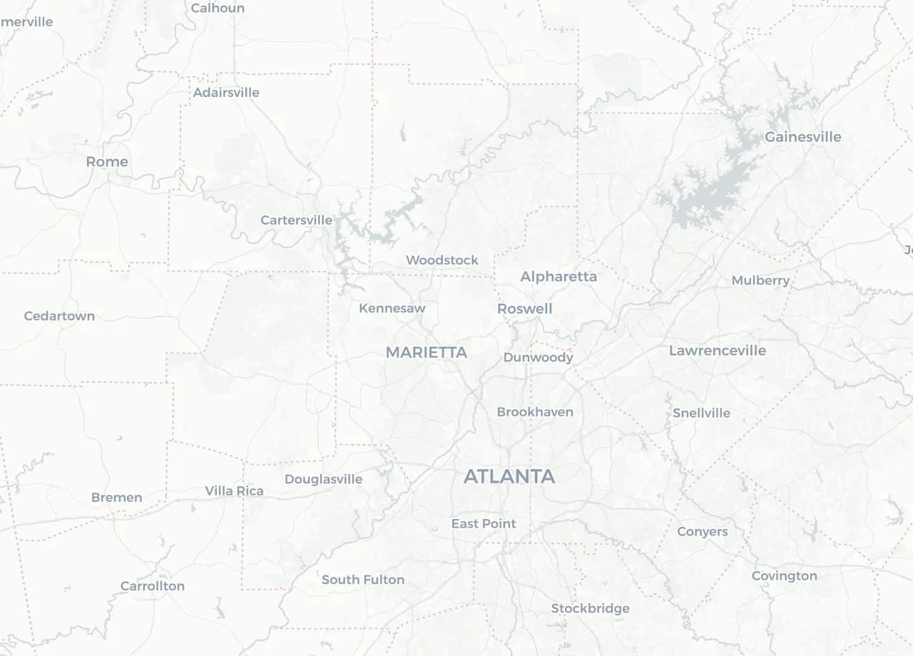 Map of the Cobb County and Atlanta metro area served by Maciel Painting