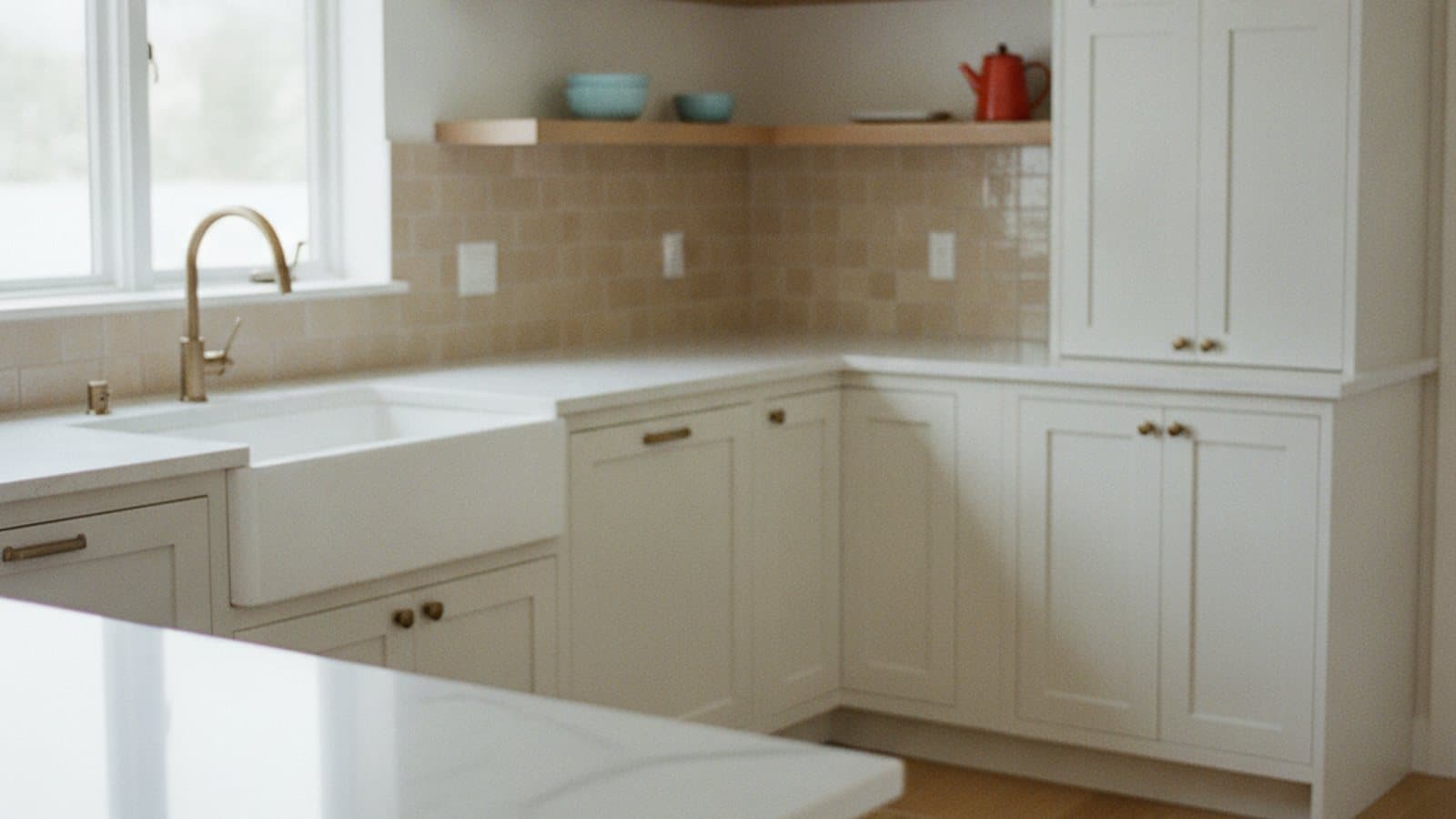 Freshly painted kitchen cabinets with a smooth finish in a Marietta, GA home